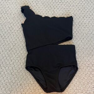 Old Navy Black One-Shoulder Kids One-Piece Swimsuit